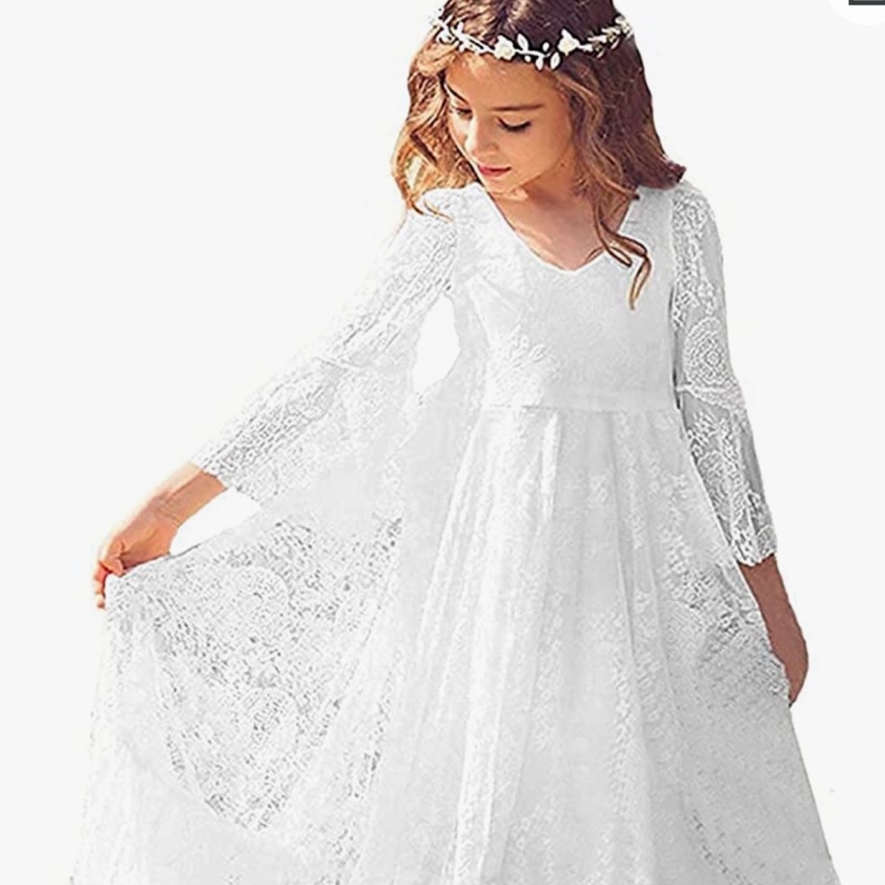 Ivory Lace Flower Girl Dress Size 4-5